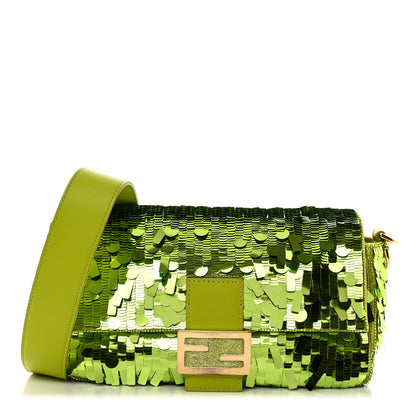Fendi Sequin Paillettes Vitello Grace Sex and the City Baguette Wasabi 1 of 10