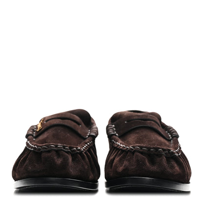 Saint Laurent Suede Le Loafer 15 Penny Slippers 37.5 Dark Chocolate 3 of 10