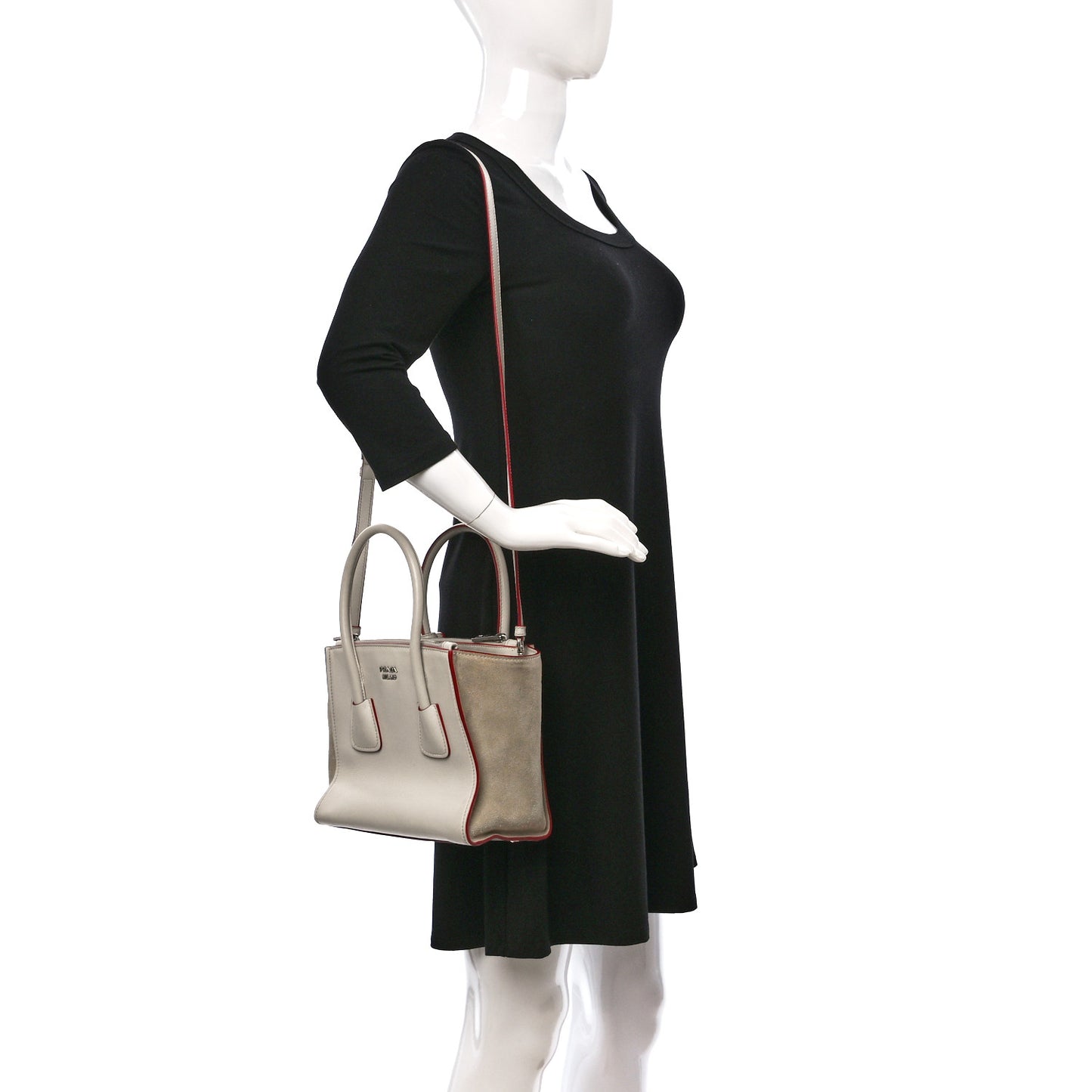 Glace Calf Suede Mini Twin Pocket Tote Talco Rosso