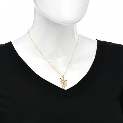 Mikimoto 18K Yellow Gold Akoya Pearl Olive Branch Pedant Necklace 2 of 4