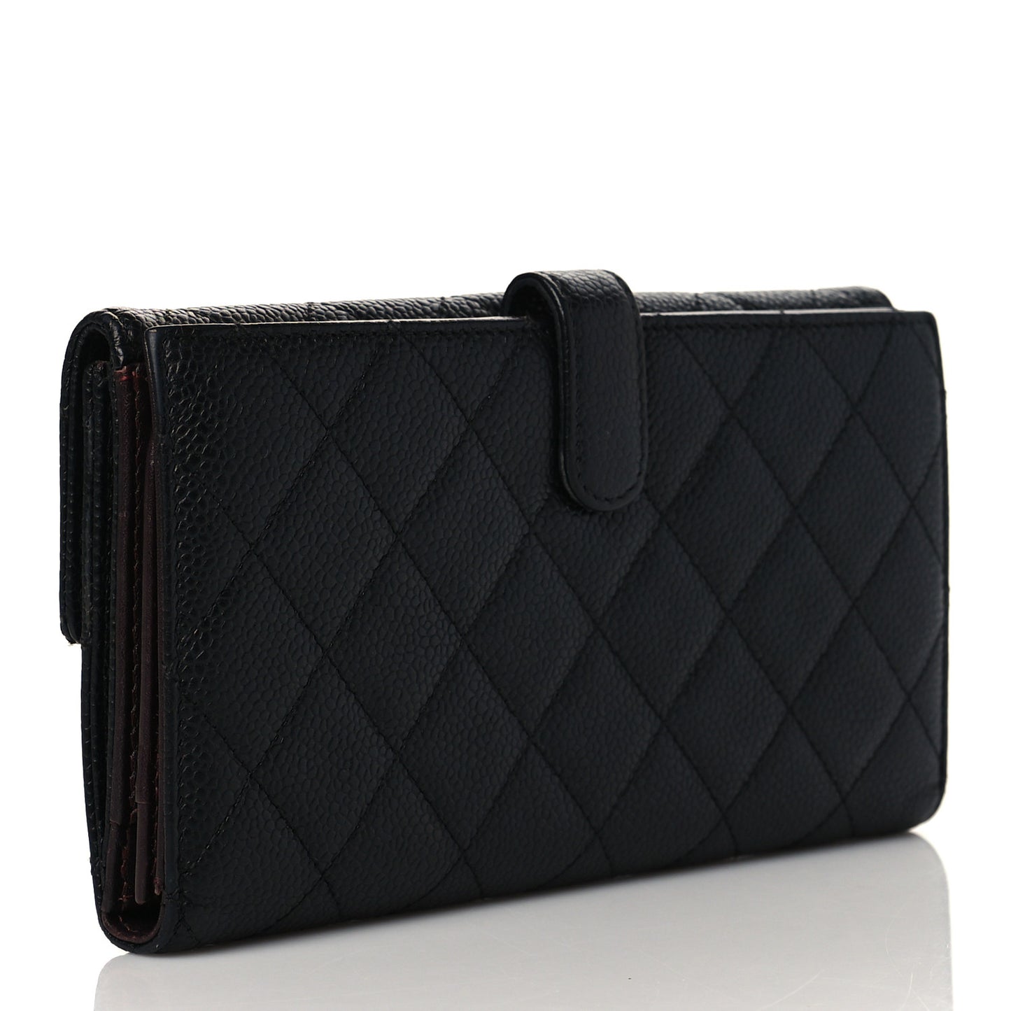 Caviar Quilted CC French Flap Wallet Black