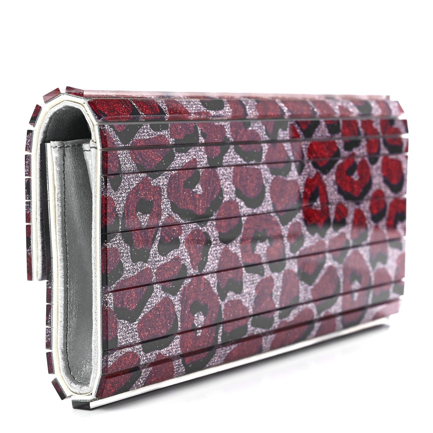 Acrylic Glitter Sweetie Leopard Clutch Rosewater