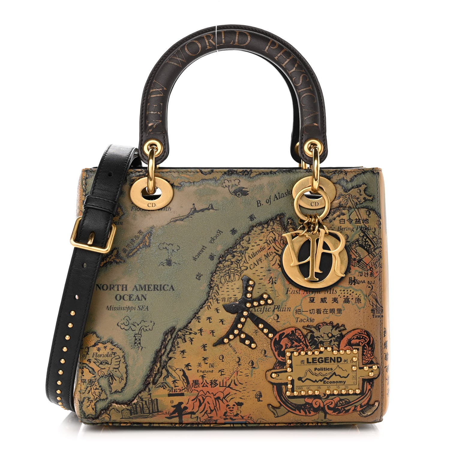 Christian Dior Calfskin New World Physical Print Studded Medium Lady Dior Multicolor 1 of 11
