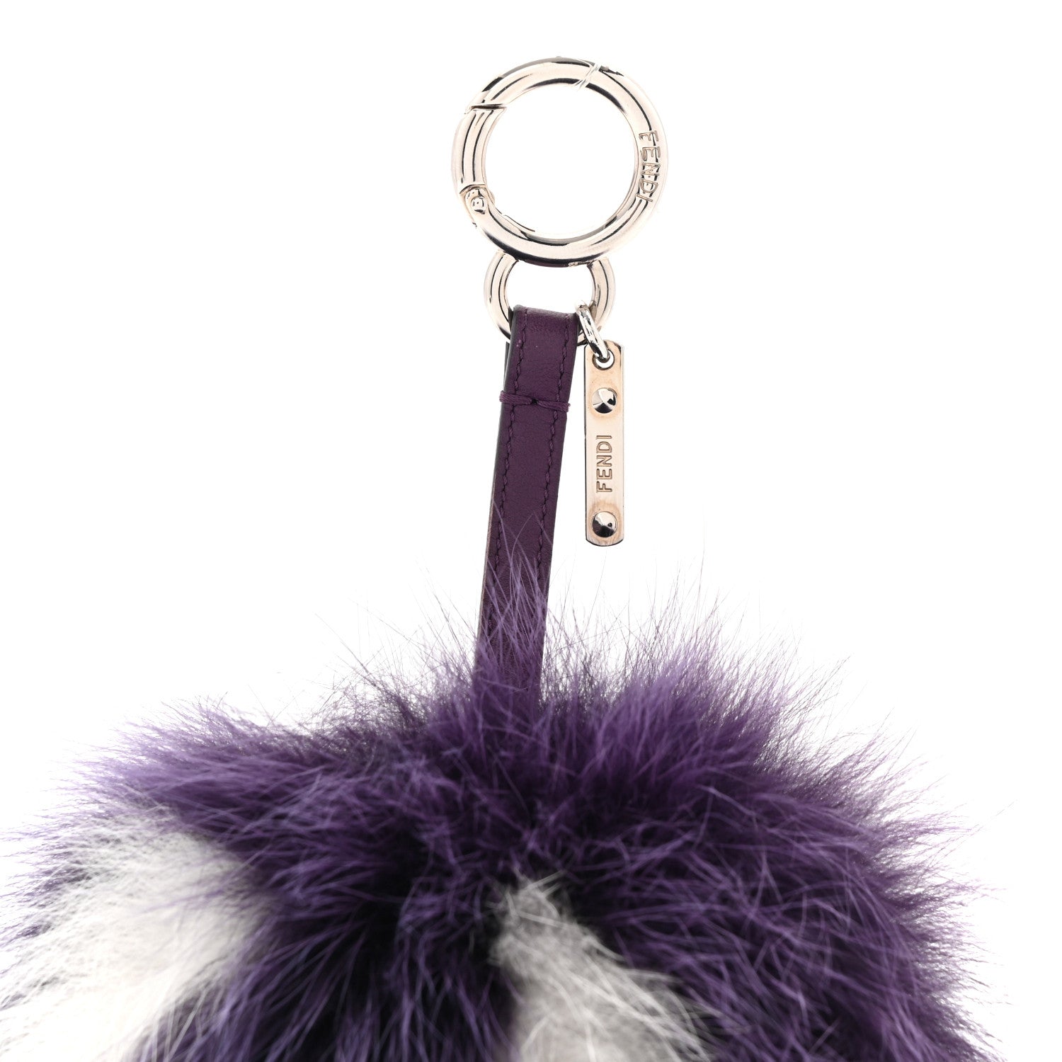 Fendi Fox Fur Shiny Nappa Bi-Color U ABCharm Bag Charm Viola White 3 of 5