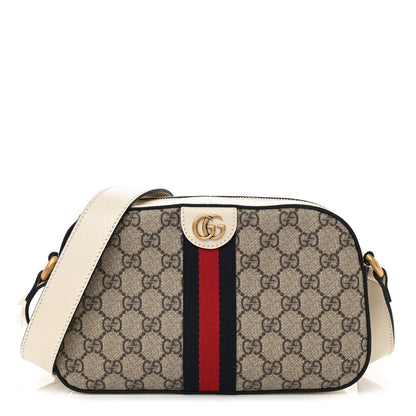 Gucci GG Supreme Monogram Textured Calfskin Web Small Ophidia Camera Bag Beige Ebony Mystic White 1 of 8
