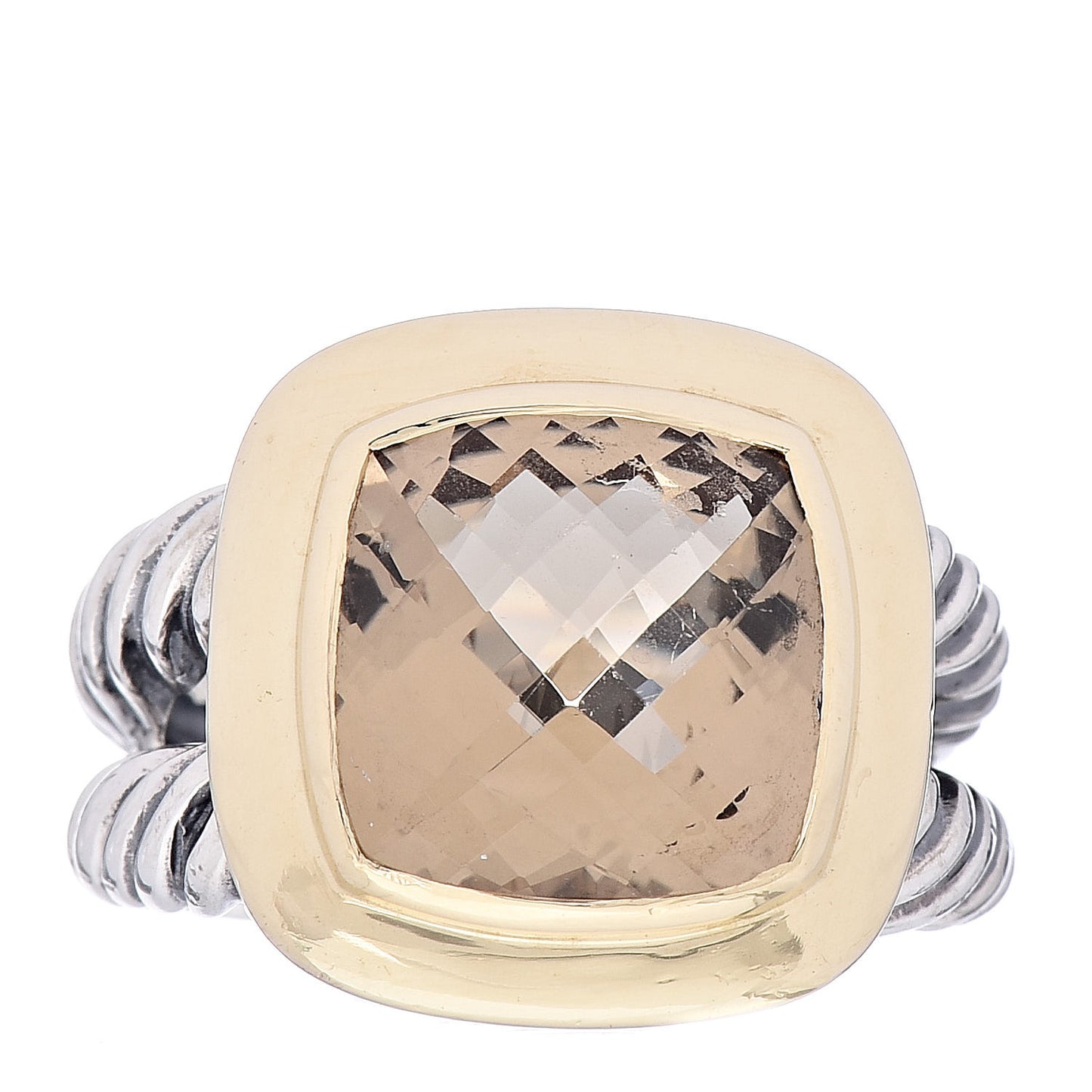 Sterling Silver 18K Yellow Gold Smoky Quartz 11mm Albion Ring 53 6.25