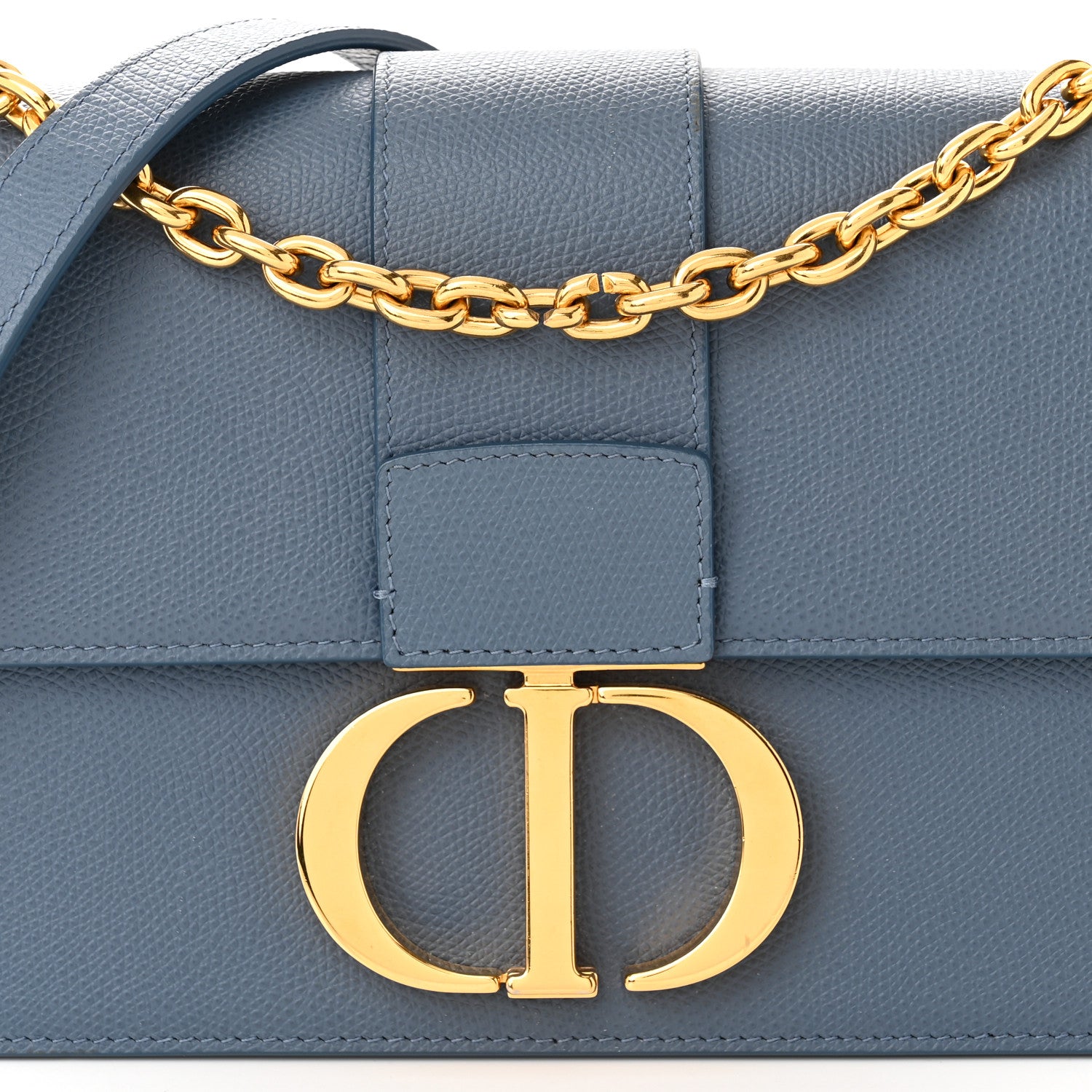 Christian Dior Grained Calfskin Embossed 30 Montaigne Chain Flap Bag Blue 8 of 12
