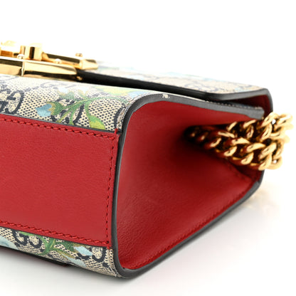 Gucci GG Supreme Monogram Blooms Small Padlock Shoulder Bag Beige Blue Navy Hibiscus Red 10 of 12