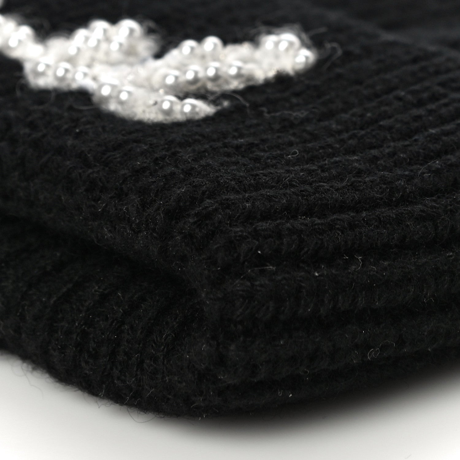 Chanel Cashmere Logo Beanie Hat Black White 7 of 7