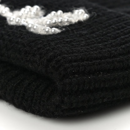 Chanel Cashmere Logo Beanie Hat Black White 7 of 7