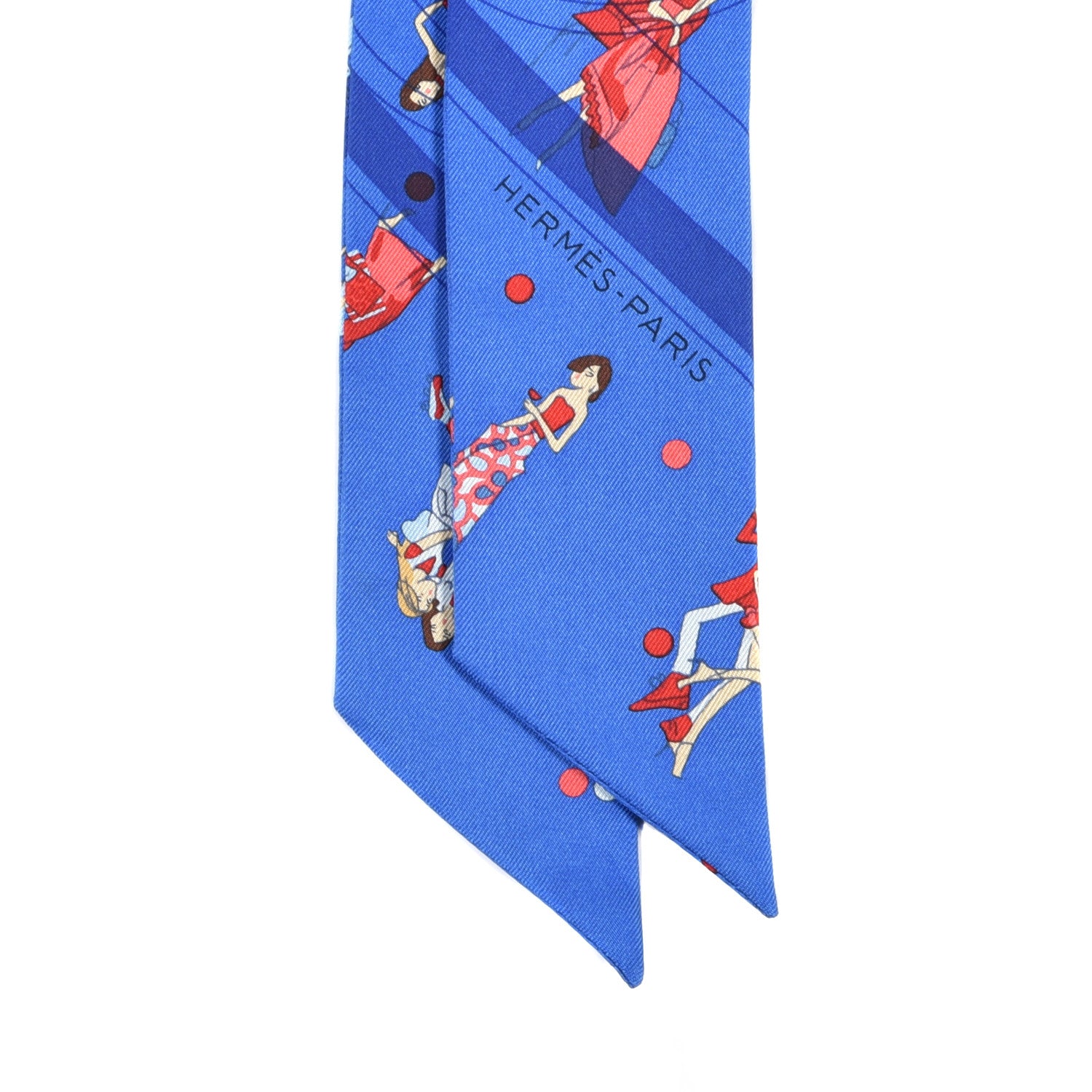 Hermes Silk Ex-Libris Les Parisiennes Twilly Bleu Royal Rouge Ciel 2 of 4