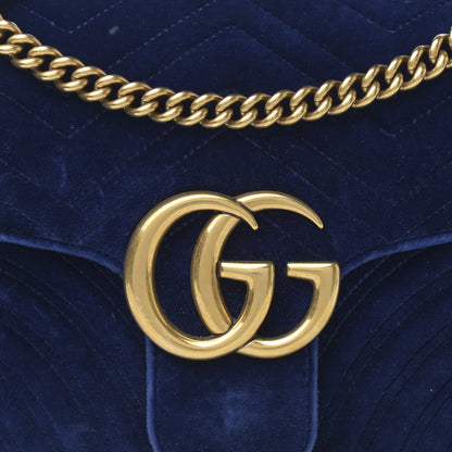 Gucci Velvet Matelasse Medium GG Marmont Shoulder Bag Cobalt Blue 8 of 15