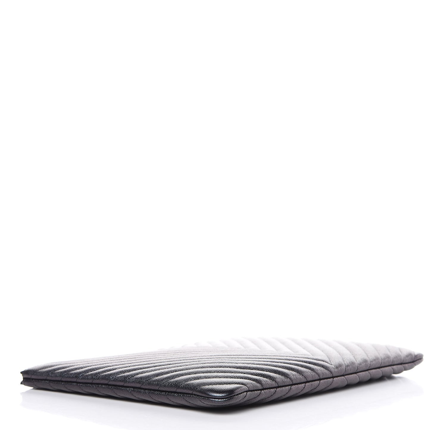 Iridescent Caviar Chevron Quilted Large Cosmetic Case Black