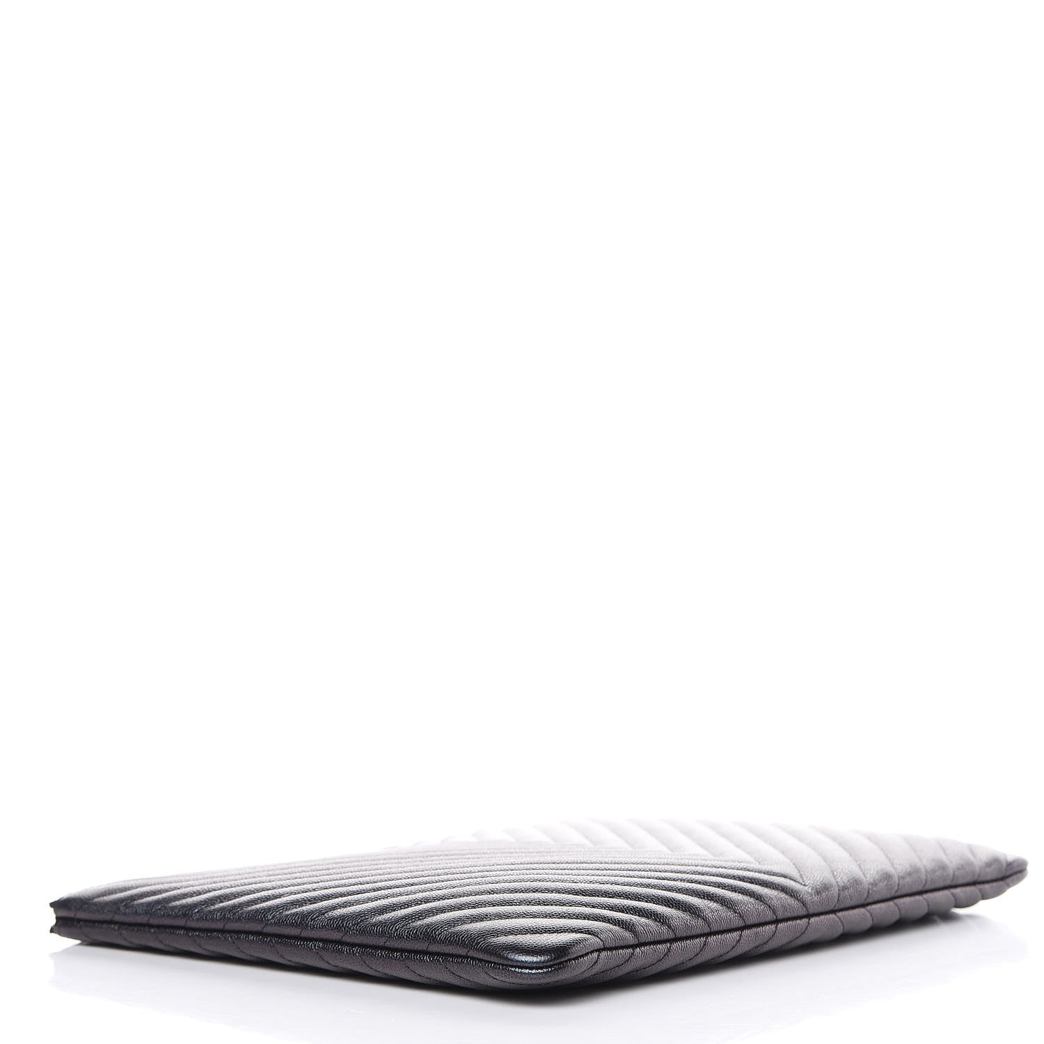 Chanel Iridescent Caviar Chevron Quilted Large Cosmetic Case Black 4 of 10