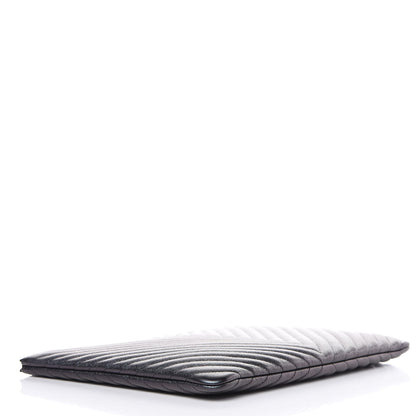 Chanel Iridescent Caviar Chevron Quilted Large Cosmetic Case Black 4 of 10