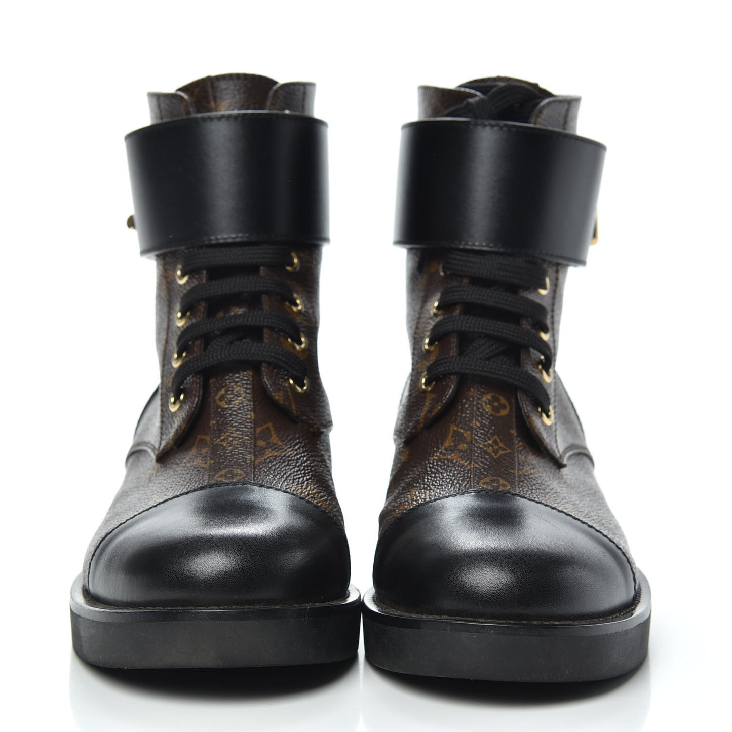 Calfskin Monogram Wonderland Flat Ranger Boots 38 Black
