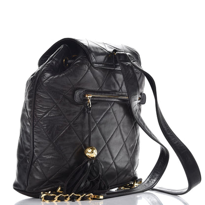 Chanel Lambskin Quilted Drawstring Backpack Black 3 of 10