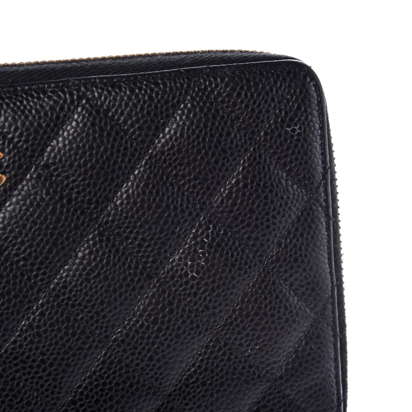 Caviar Quilted Large Zip Around Organizer Wallet Black