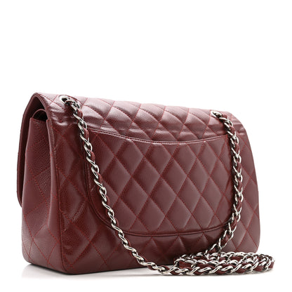 Chanel Caviar Quilted Jumbo Double Flap Dark Red 3 of 12