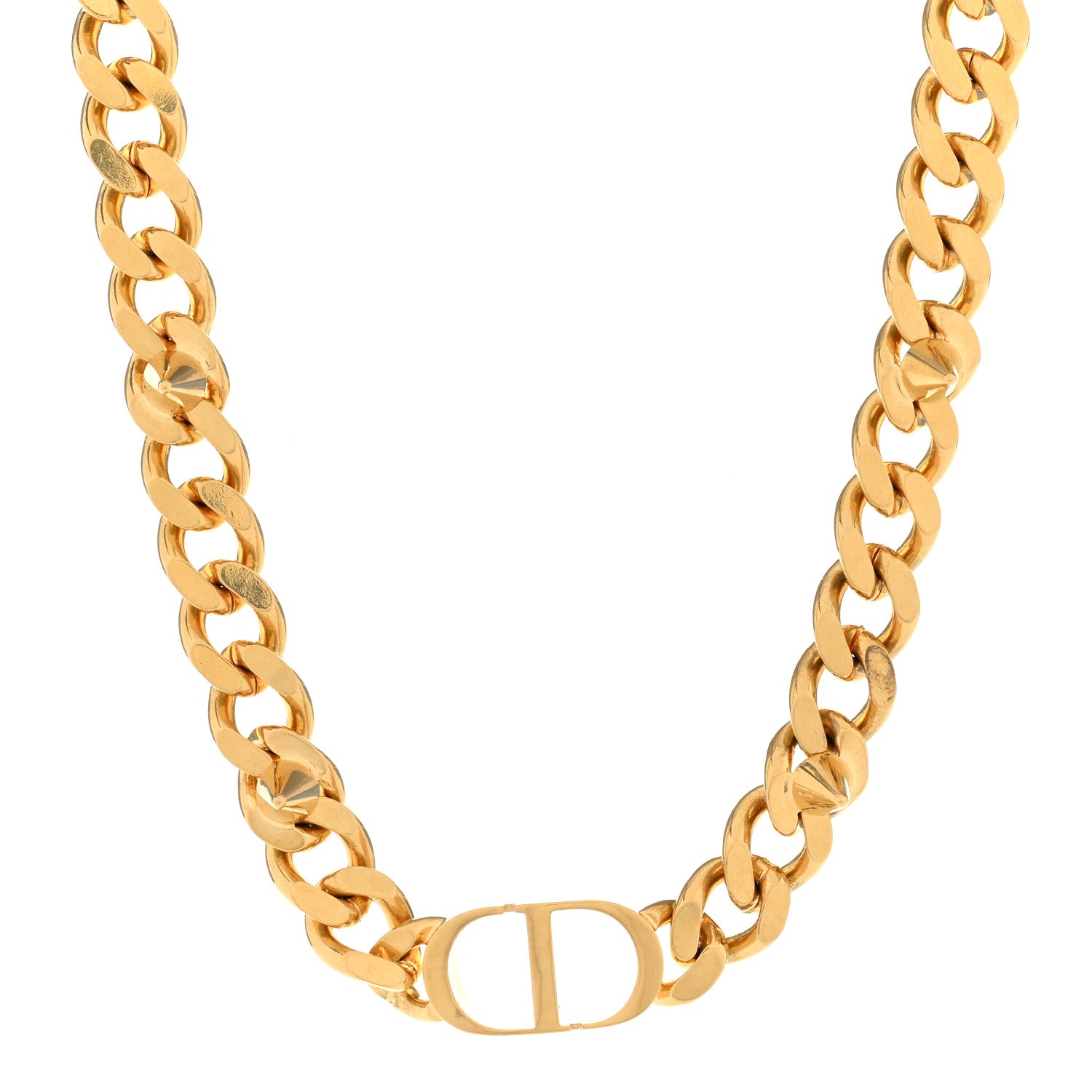 Christian Dior Metal CD Spikes Choker Necklace Gold 1 of 5