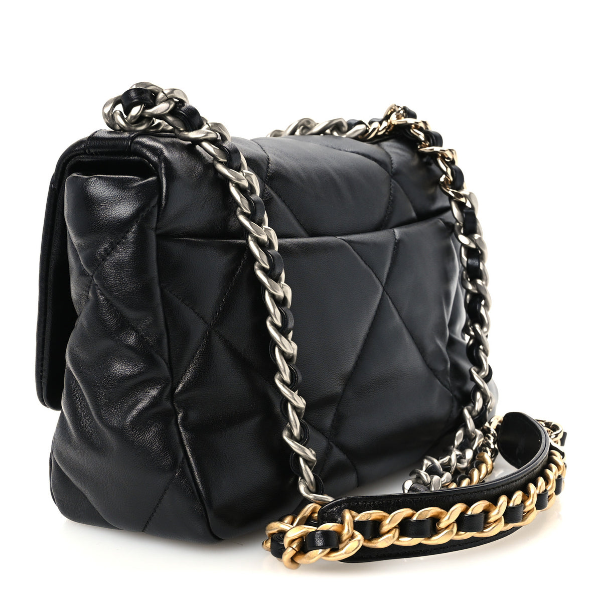 Lambskin Quilted Medium Chanel 19 Flap Black