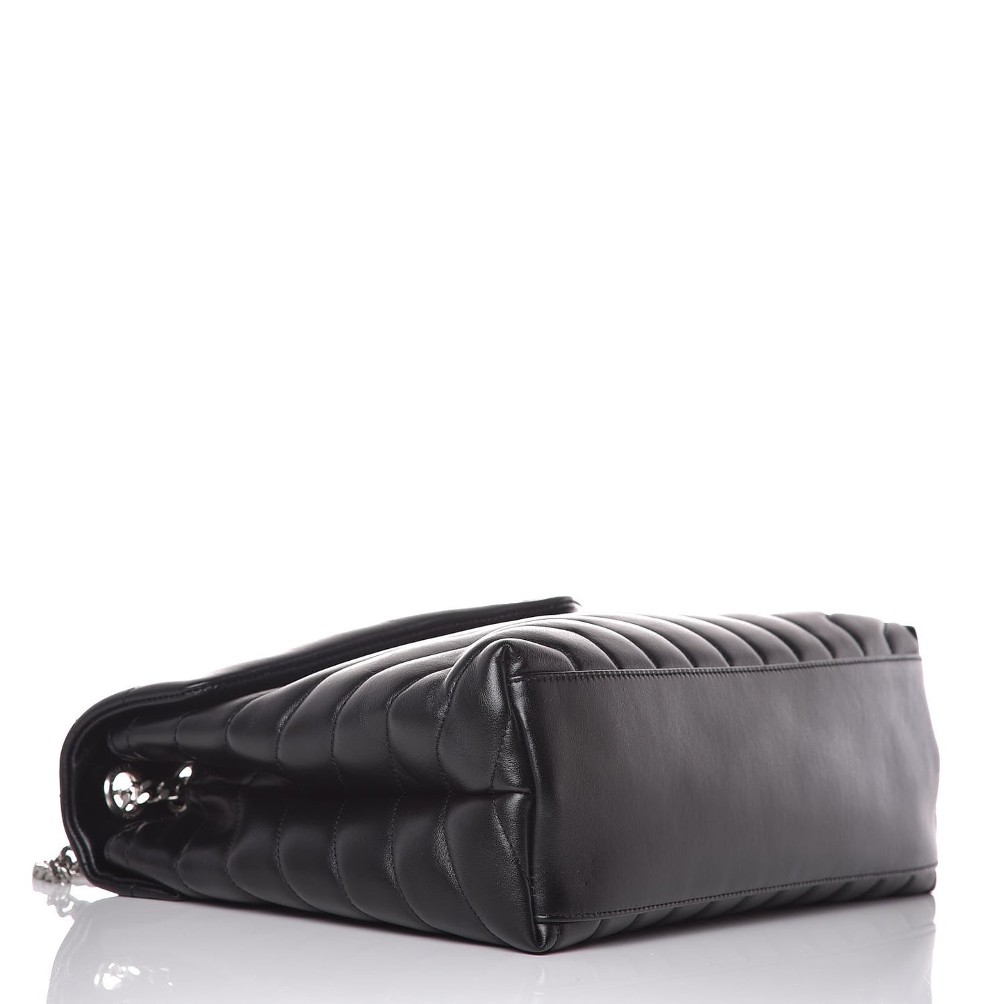 Calfskin Y Quilted Monogram Medium Loulou Chain Satchel Black