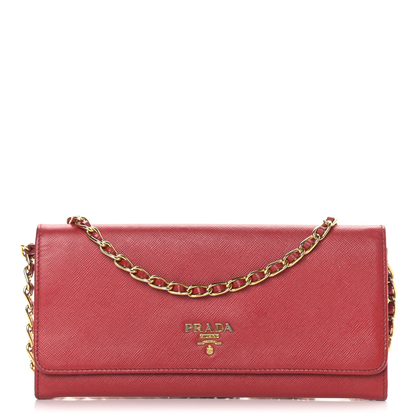 Saffiano Metal Oro Chain Wallet Fuoco