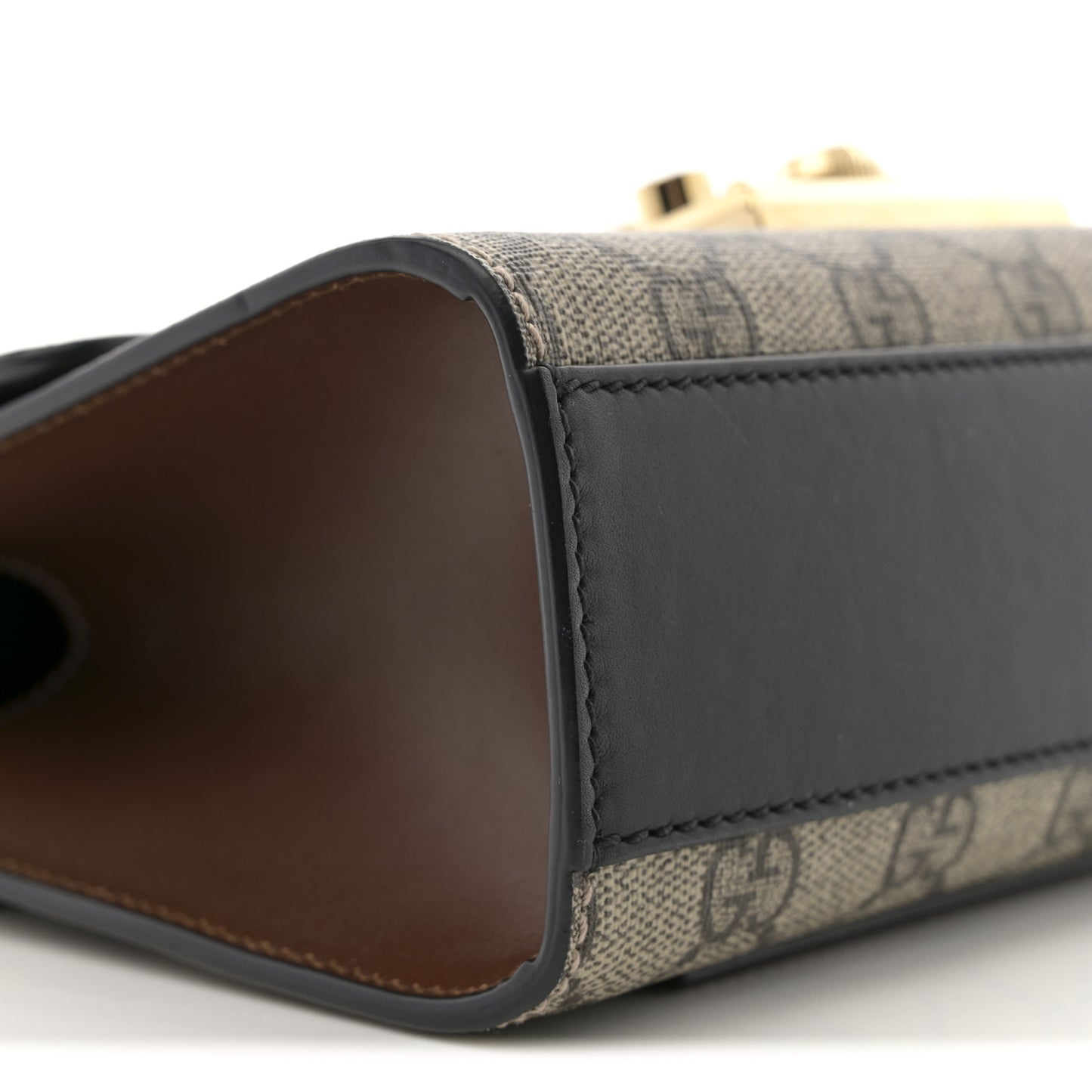 GG Supreme Monogram Calfskin Small Padlock Shoulder Bag Beige Black Cuir