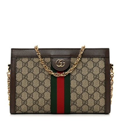 Gucci GG Supreme Monogram Web Small Ophidia Chain Shoulder Bag Brown 1 of 10