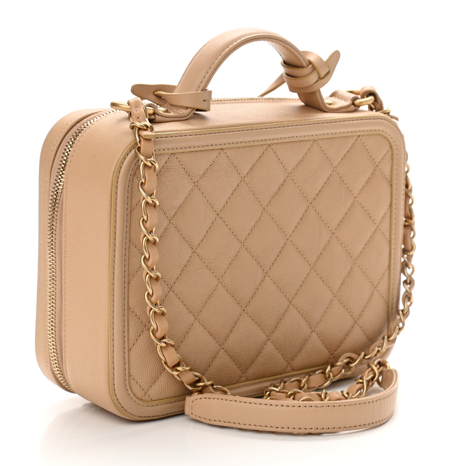 Chanel Caviar Quilted Medium CC Filigree Vanity Case Beige 3 of 13