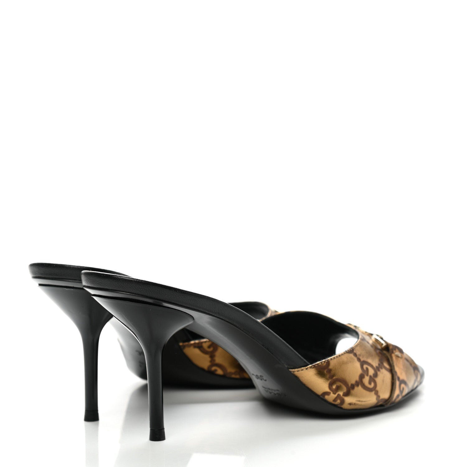 Gucci Guccissima Horsebit Mid Heel Slides 39 Bronze 4 of 9