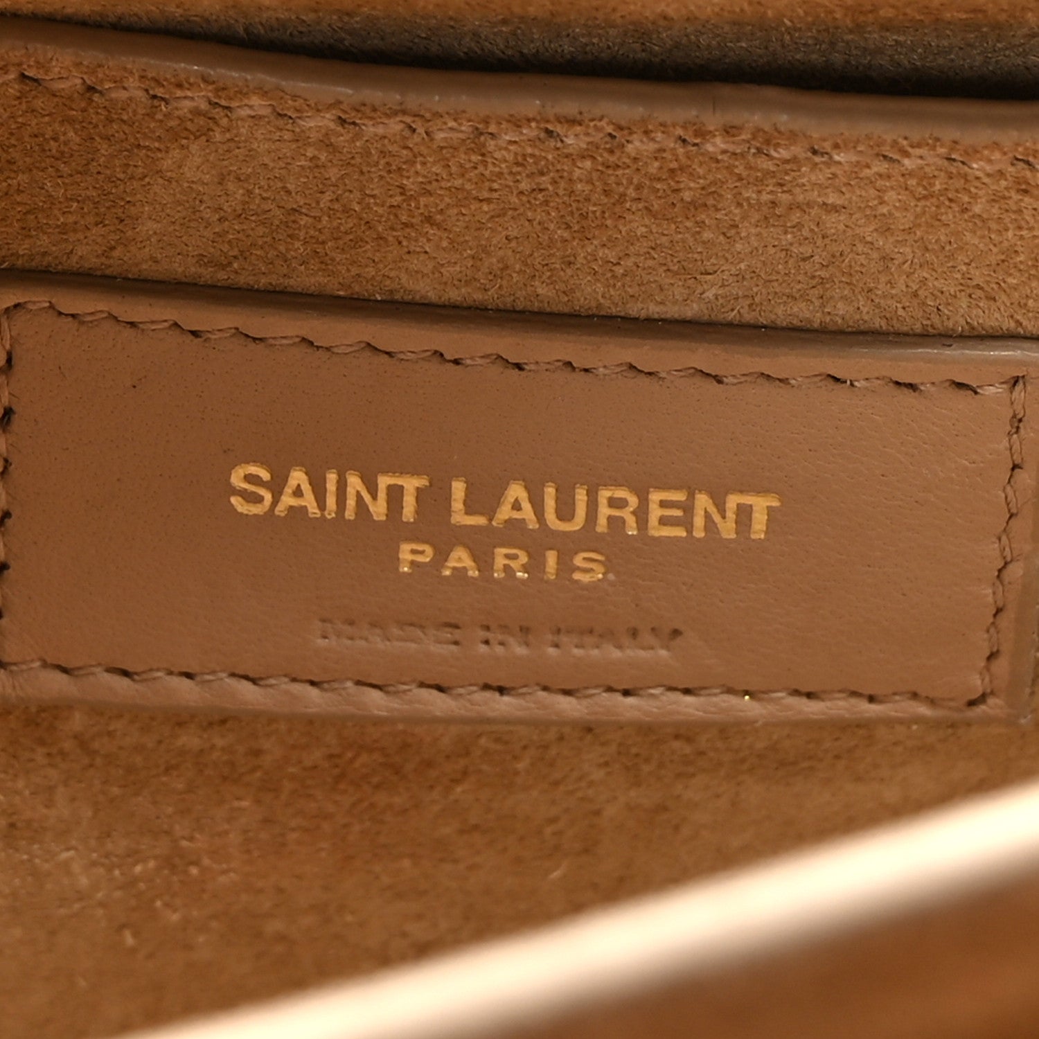 Saint Laurent Calfskin Crocodile Embossed Medium Monogram Sunset Dark Beige 6 of 9
