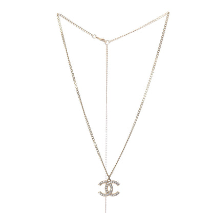 Chanel Crystal CC Pendant Necklace Gold 2 of 5