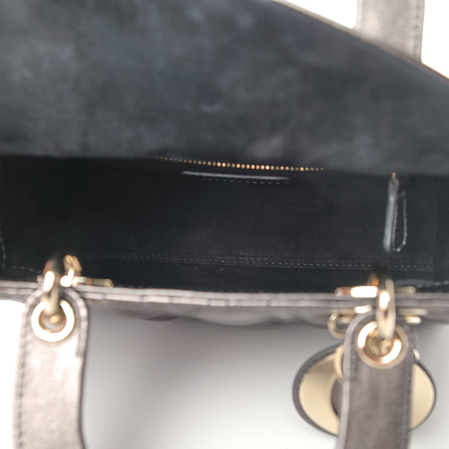 Metallic Grained Calfskin Cannage My ABCDior Lady Dior Gunmetal