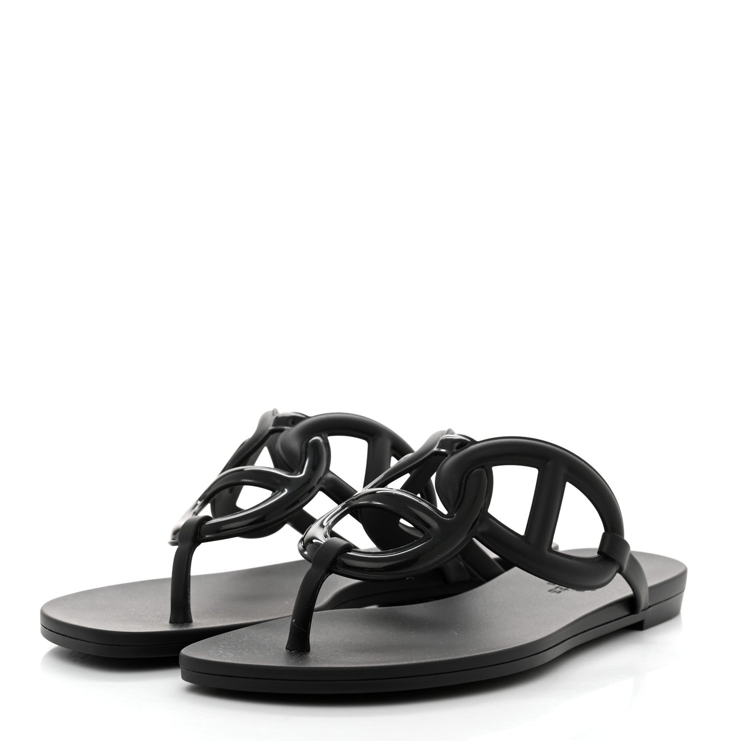 Hermes Rubber Womens Egerie Sandals 36 Black 3 of 9