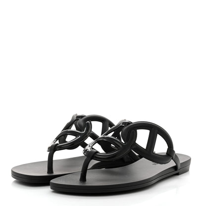 Hermes Rubber Womens Egerie Sandals 36 Black 3 of 9
