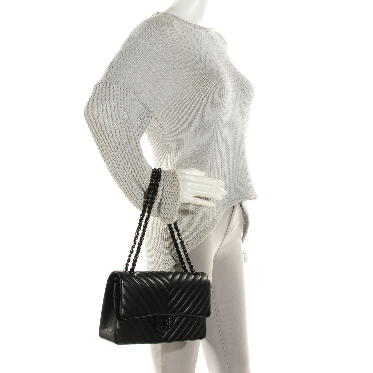 Chanel Lambskin Chevron Medium Double Flap So Black 2 of 8