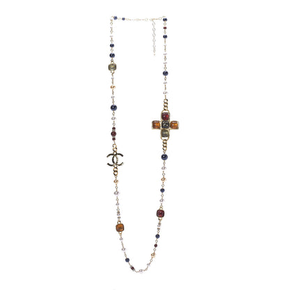 Chanel Resin Gripoix Poured Glass Pearl Necklace Gold Multicolor 1 of 9
