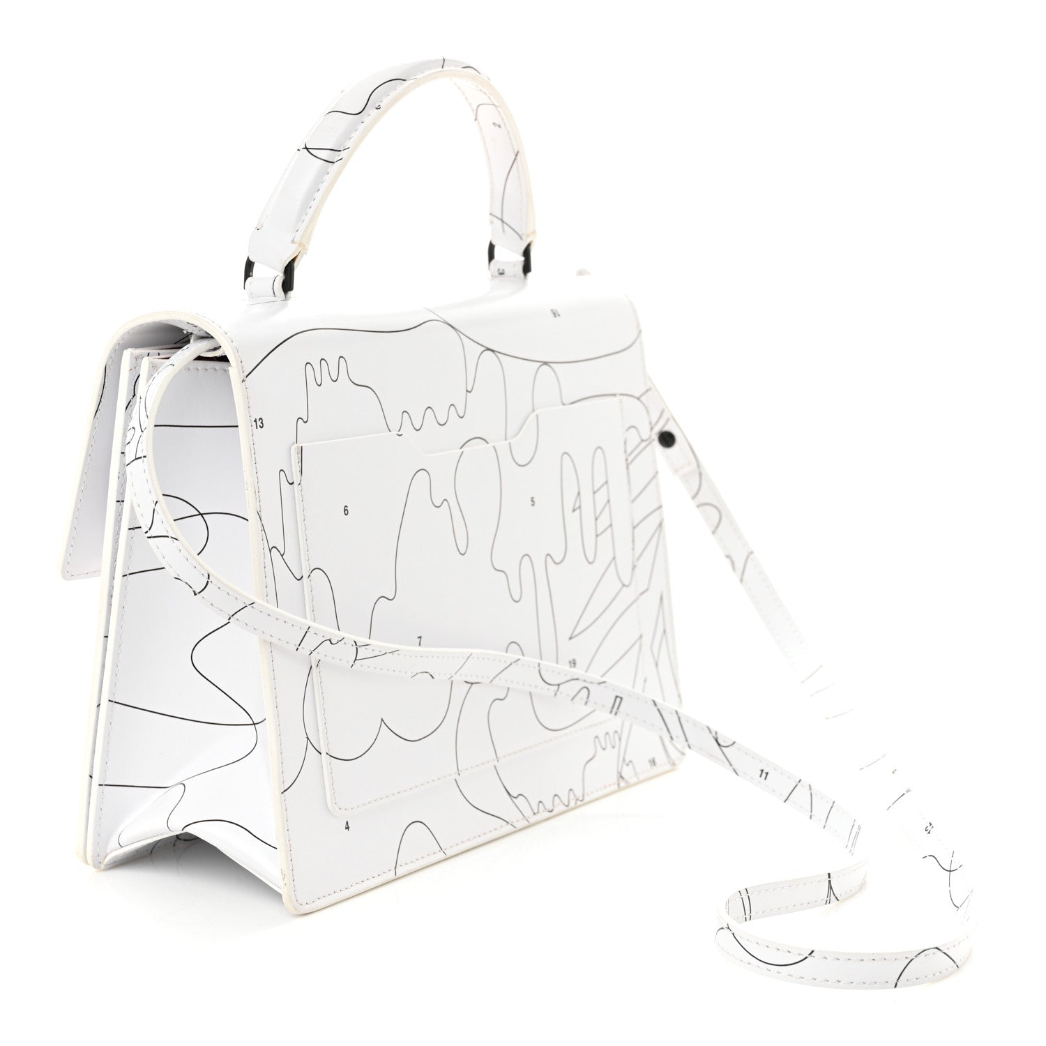 Off-White Calfskin Jitney 2.8 Puzzle Shoulder Bag White Black 3 of 13