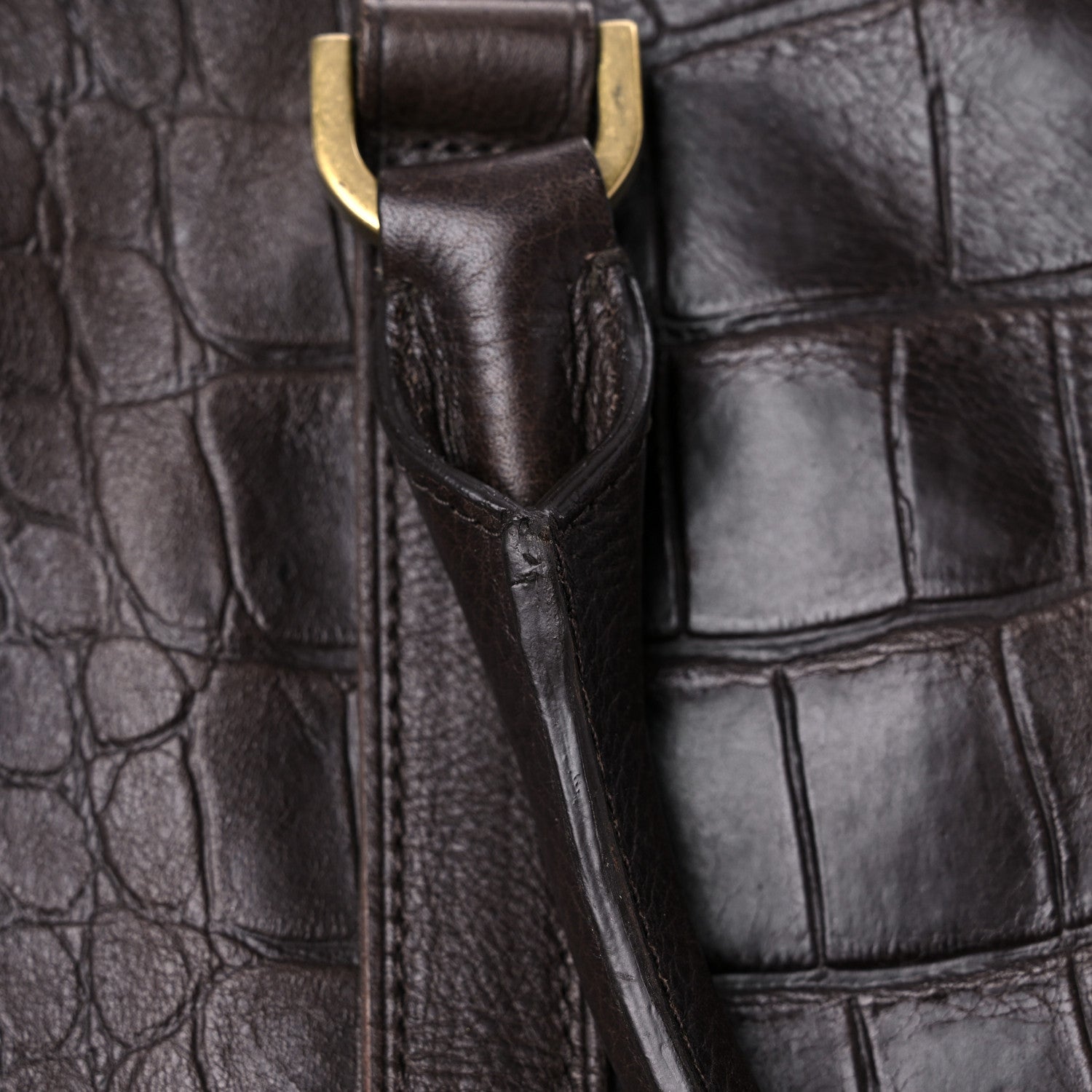 Mulberry Calfskin Crocodile Embossed Duffle Bag Brown 15 of 21