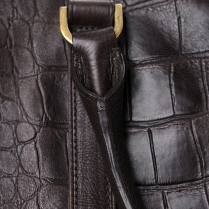 Mulberry Calfskin Crocodile Embossed Duffle Bag Brown 15 of 21