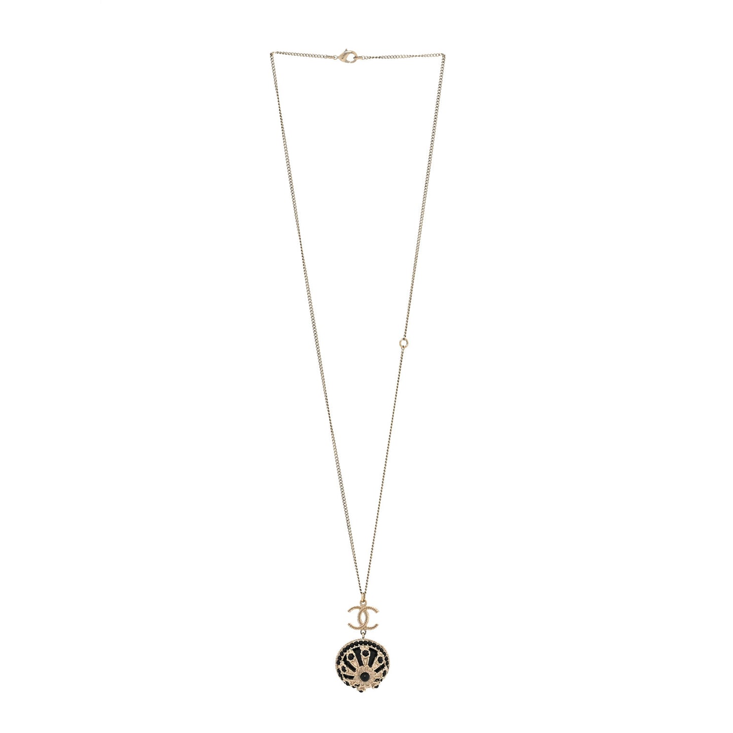 Crystal Resin CC Drop Necklace Gold Black