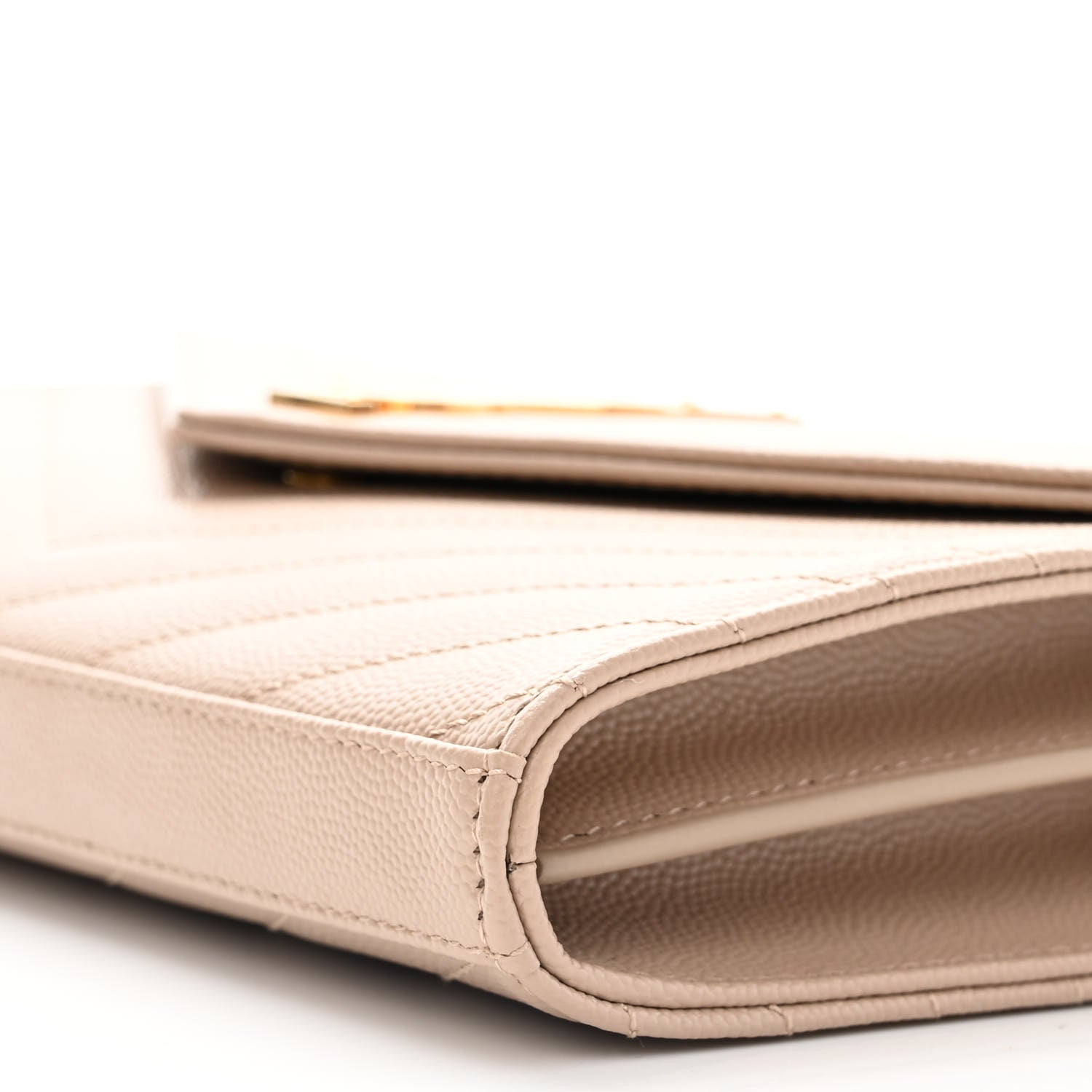 Saint Laurent Grain De Poudre Matelasse Chevron Monogram Chain Wallet Nude Powder 9 of 9