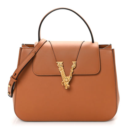 Versace Vitello Barocco Virtus V Medium Top Handle Shoulder Bag Oud 1 of 9
