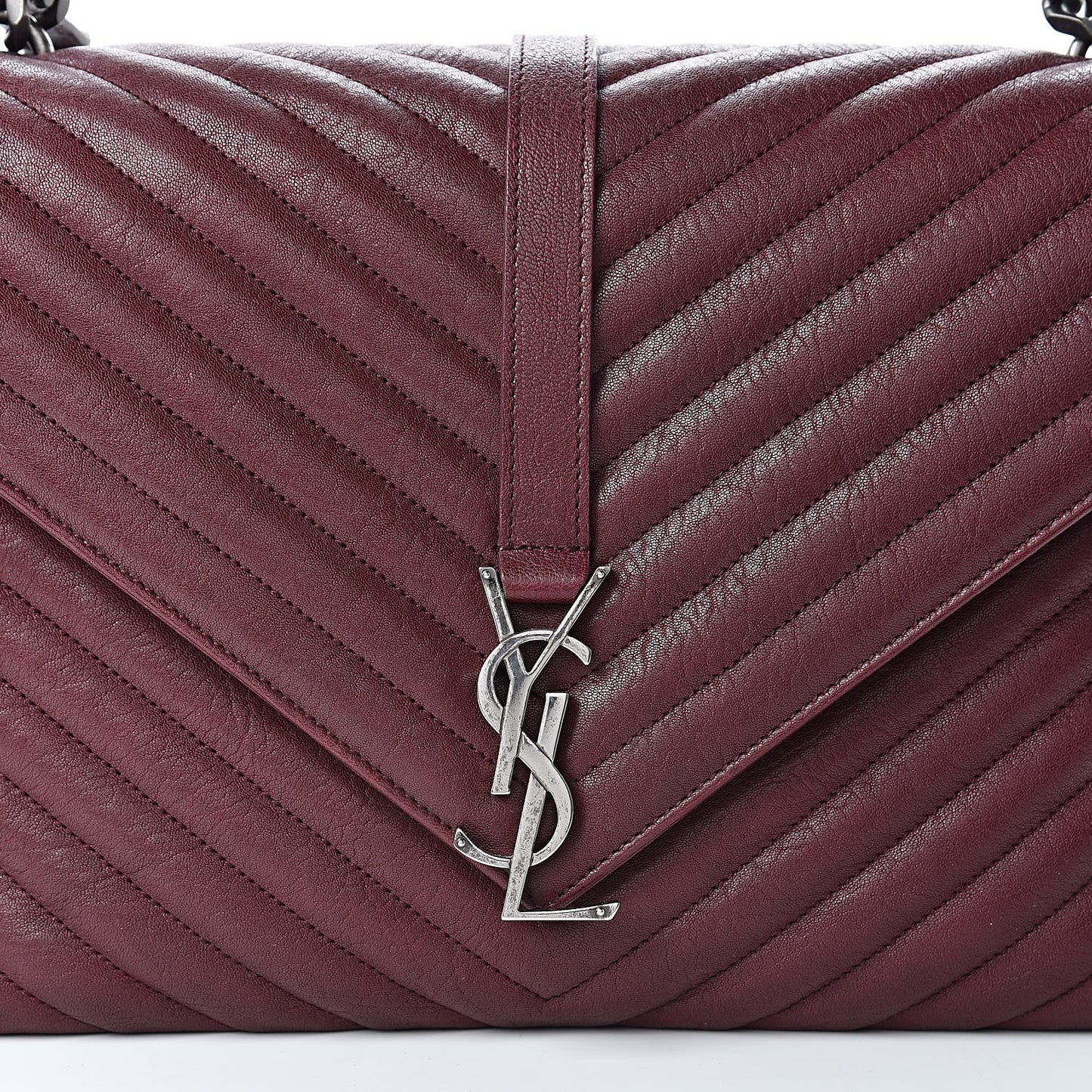 Sheepskin Matelasse Chevron Large Monogram Satchel Rouge Legion