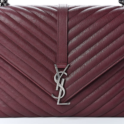 Saint Laurent Sheepskin Matelasse Chevron Large Monogram Satchel Rouge Legion 10 of 12