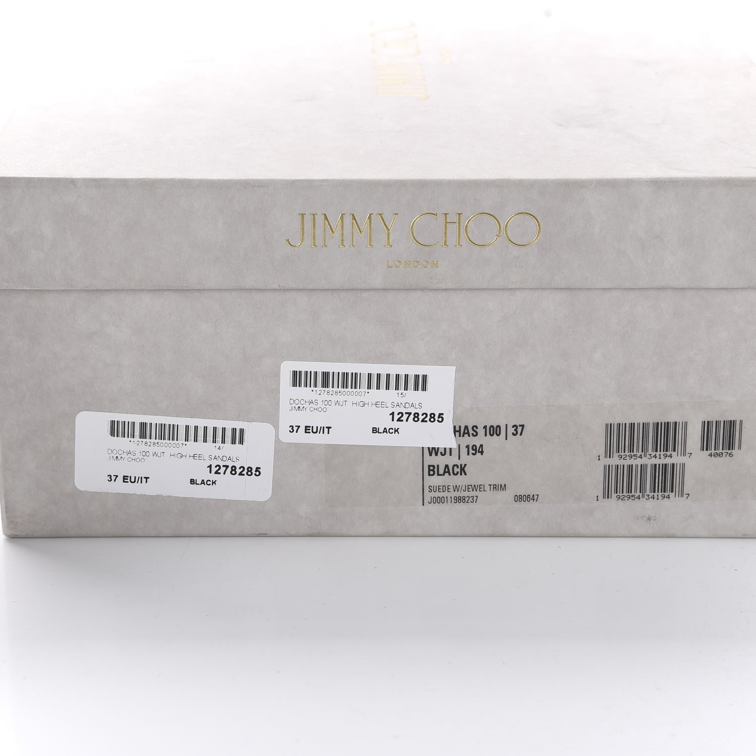 Jimmy Choo Suede Jewel Dochas 100 Open Toe Sandals 37 Black 9 of 9