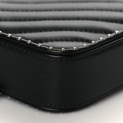 Chanel Lambskin Chevron Quilted Studded Clutch With Chain Black 11 of 13
