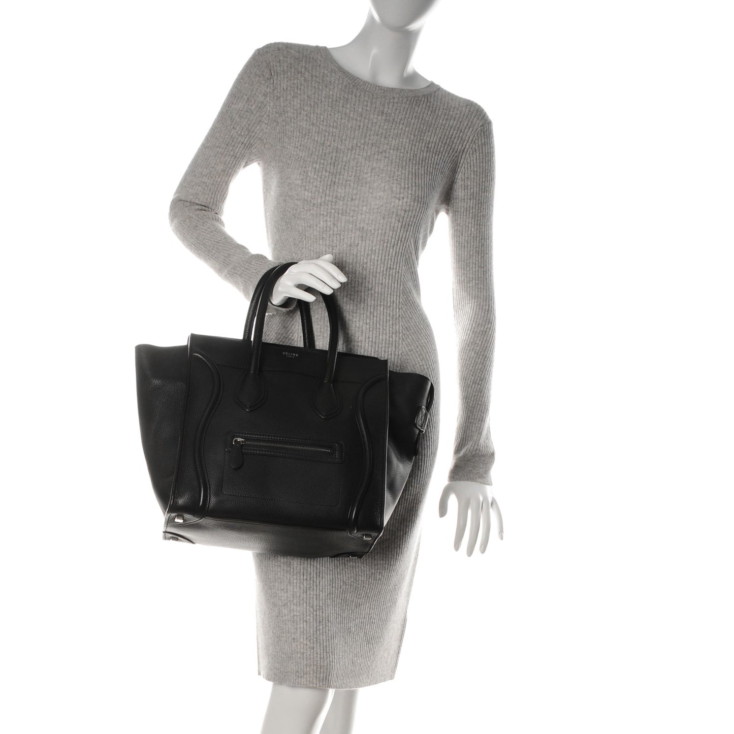 Drummed Calfskin Mini Luggage Black