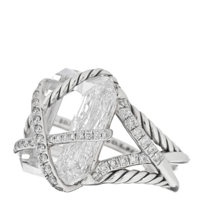 David Yurman Sterling Silver Diamond Quartz 18mm Cable Wrap Ring 53 6.25 3 of 5